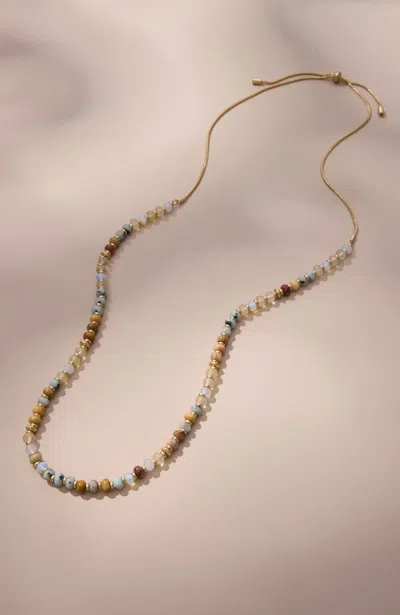 Jjill Semiprecious Agate Beaded Necklace In Goldtone Multi