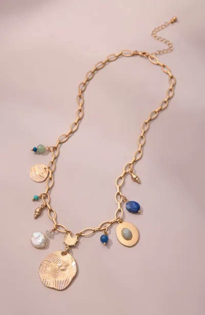 Jjill Semiprecious & Metal Charm Necklace In Gold