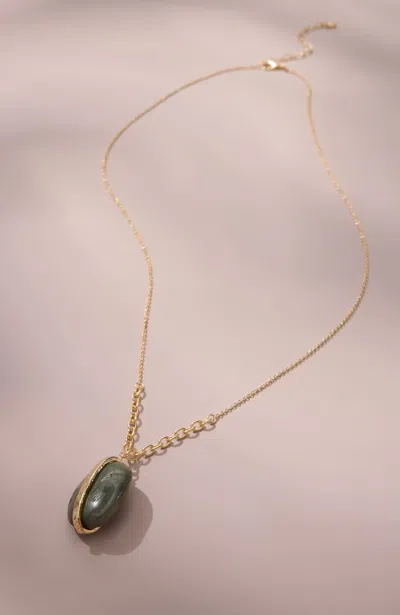 Jjill Semiprecious Labradorite Pendant Necklace In Goldtone Multi
