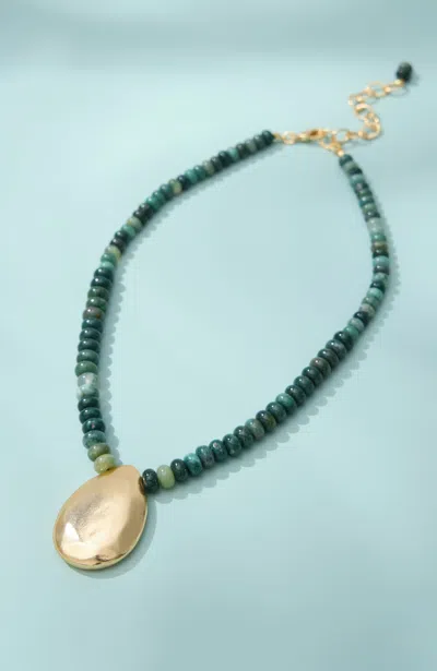 Jjill Semiprecious Moss Agate Pendant In Green