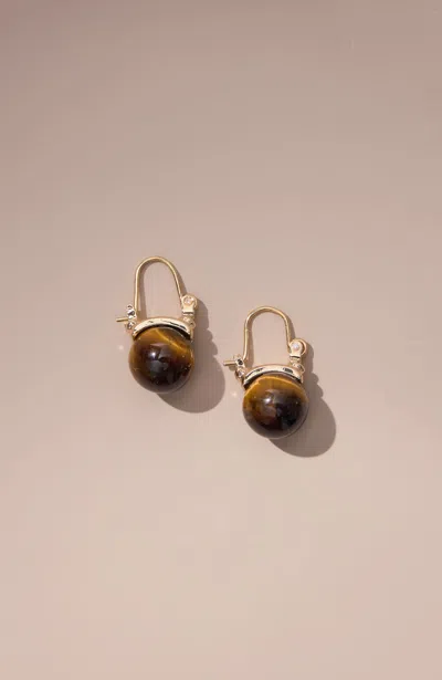 Jjill Semiprecious Tiger's-eye Earrings In Brown Multi