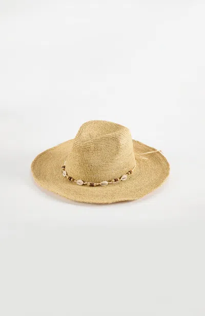 Jjill Shell-trimmed Raffia Fedora In Brown
