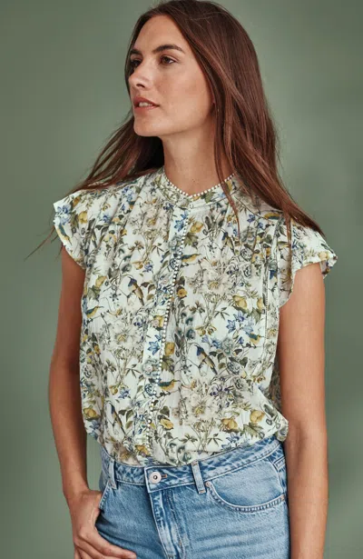 Jjill Shirred-trim Cap-sleeve Top