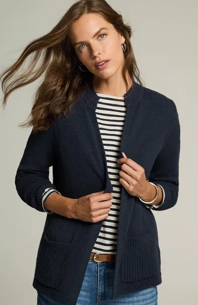 Jjill J.jill Short Patch-pocket Cardi In Navy Blue