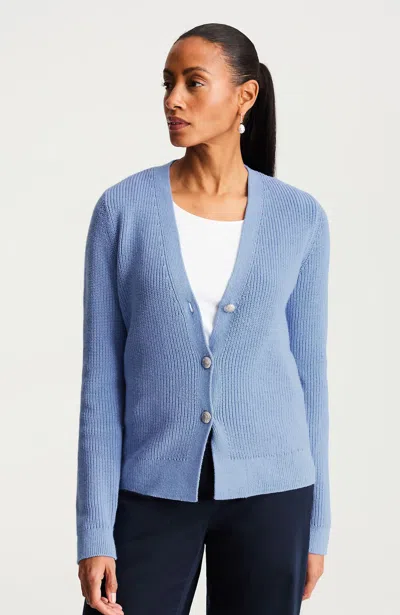 Jjill J.jill Short Ribbed Cardi In Blue