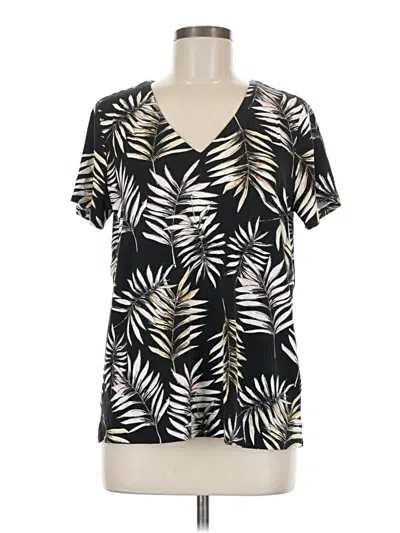 Pre-owned Jjill Short Sleeve Blouse In Black
