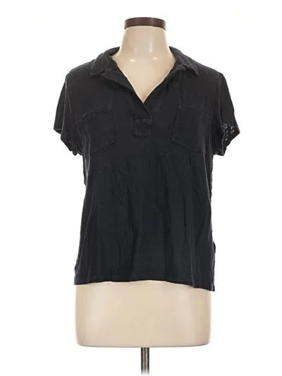 Pre-owned Jjill Short Sleeve Blouse In Black