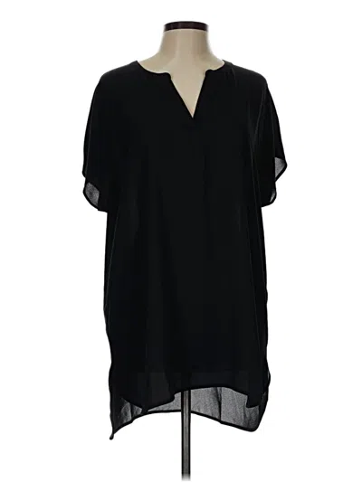 Pre-owned Jjill Short Sleeve Blouse In Black