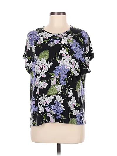 Pre-owned Jjill Short Sleeve Blouse In Black