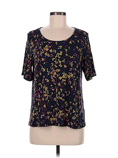 Pre-owned Jjill Short Sleeve Blouse In Black