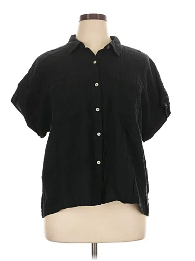 Pre-owned Jjill Short Sleeve Blouse In Black