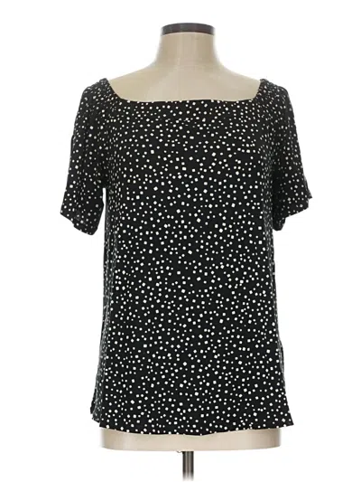 Pre-owned Jjill Short Sleeve Blouse In Black