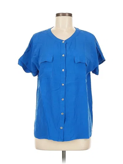 Pre-owned Jjill Short Sleeve Blouse In Blue