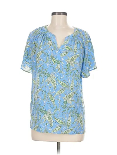 Pre-owned Jjill Short Sleeve Blouse In Blue