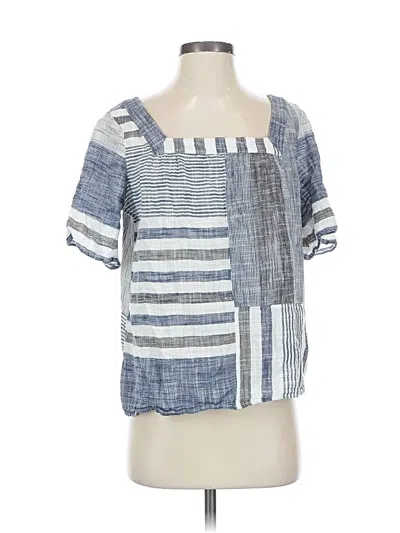 Pre-owned Jjill Short Sleeve Blouse In Blue