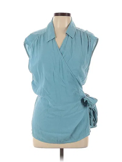 Pre-owned Jjill Short Sleeve Blouse In Blue
