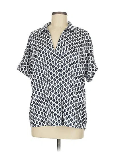 Pre-owned Jjill Short Sleeve Blouse In Blue
