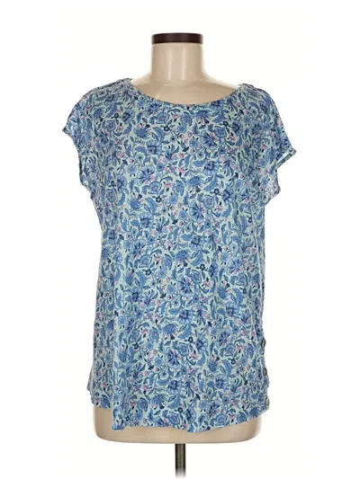 Pre-owned Jjill Short Sleeve Blouse In Blue