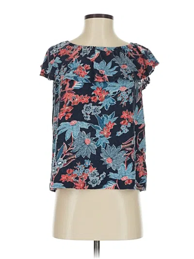 Pre-owned Jjill Short Sleeve Blouse In Blue