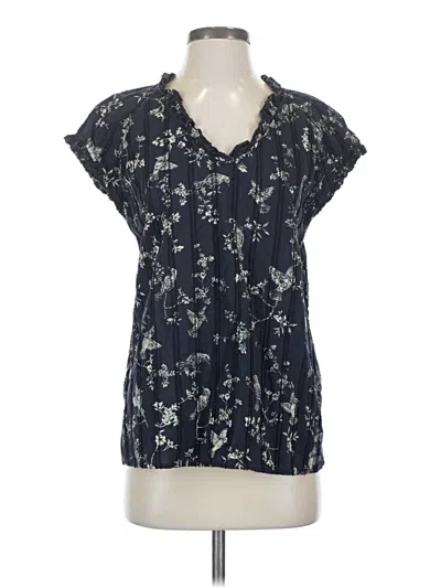 Pre-owned Jjill Short Sleeve Blouse In Blue