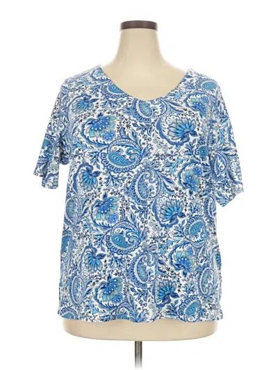 Pre-owned Jjill Short Sleeve Blouse In Blue
