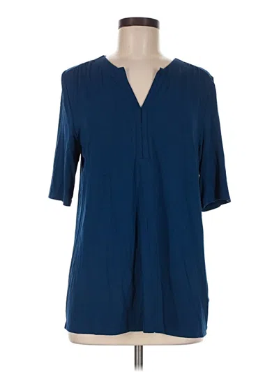 Pre-owned Jjill Short Sleeve Blouse In Blue