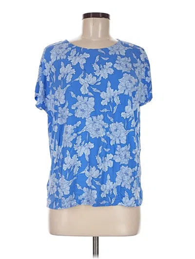 Pre-owned Jjill Short Sleeve Blouse In Blue