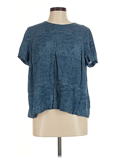 Pre-owned Jjill Short Sleeve Blouse In Blue