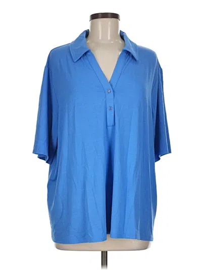 Pre-owned Jjill Short Sleeve Blouse In Blue