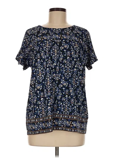 Pre-owned Jjill Short Sleeve Blouse In Blue