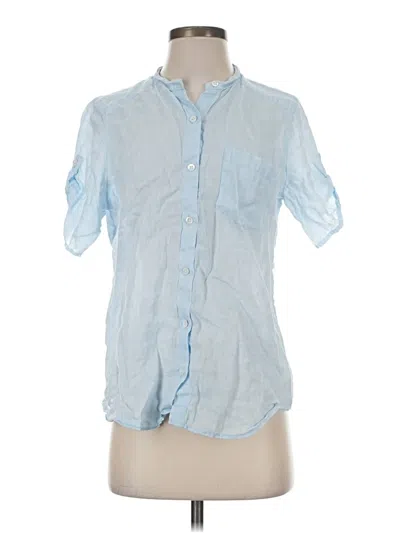 Pre-owned Jjill Short Sleeve Blouse In Blue