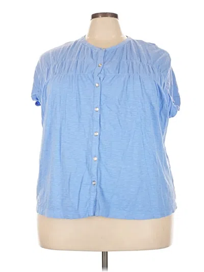 Pre-owned Jjill Short Sleeve Blouse In Blue