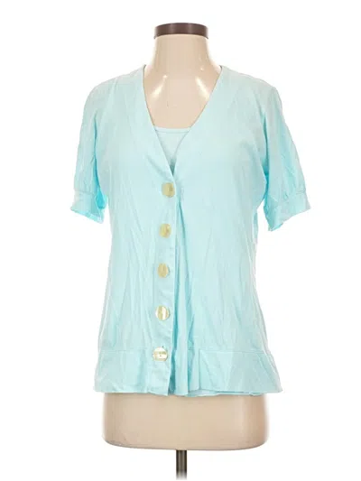 Pre-owned Jjill Short Sleeve Blouse In Blue