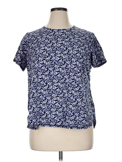 Pre-owned Jjill Short Sleeve Blouse In Blue