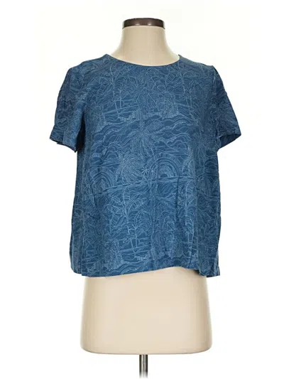Pre-owned Jjill Short Sleeve Blouse In Blue