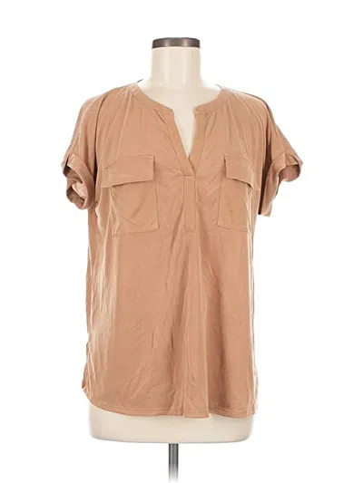 Pre-owned Jjill Short Sleeve Blouse In Brown