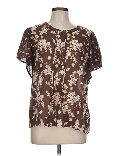 Pre-owned Jjill Short Sleeve Blouse In Brown