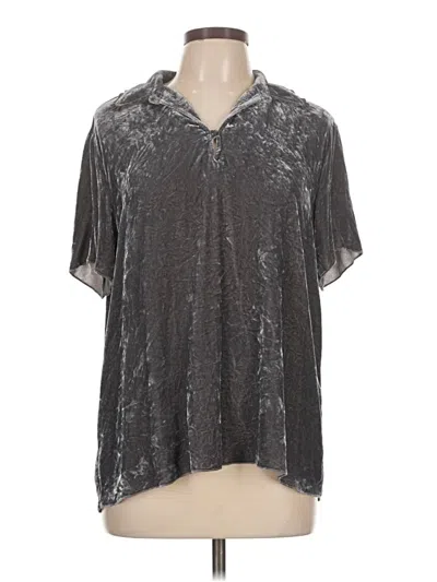 Pre-owned Jjill Short Sleeve Blouse In Gray