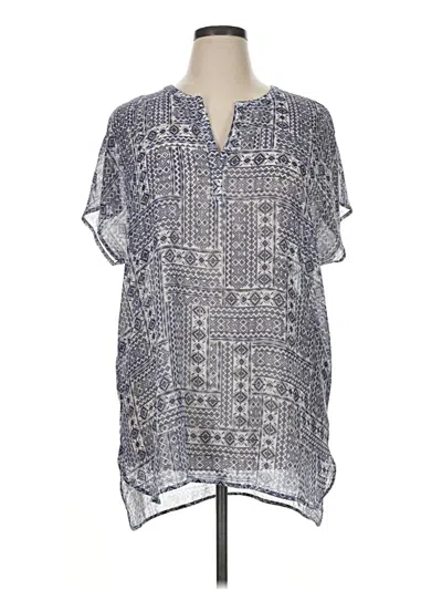 Pre-owned Jjill Short Sleeve Blouse In Gray