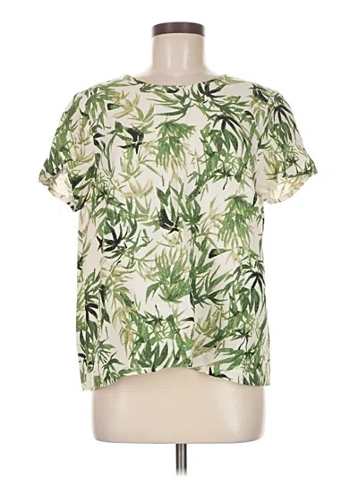Pre-owned Jjill Short Sleeve Blouse In Green