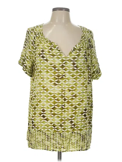 Pre-owned Jjill Short Sleeve Blouse In Green