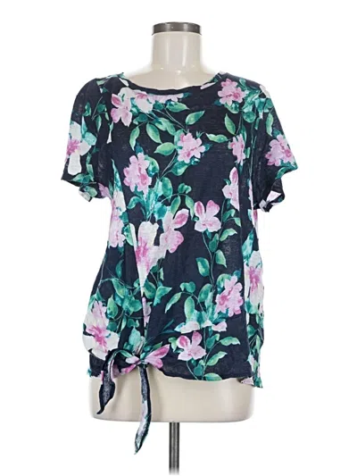 Pre-owned Jjill Short Sleeve Blouse In Green