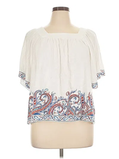 Pre-owned Jjill Short Sleeve Blouse In Ivory