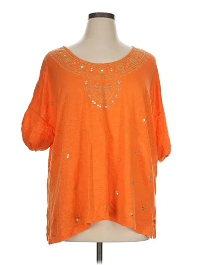 Pre-owned Jjill Short Sleeve Blouse In Orange