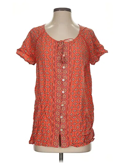 Pre-owned Jjill Short Sleeve Blouse In Orange