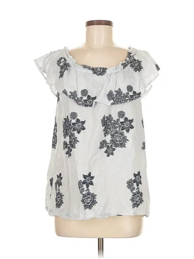 Pre-owned Jjill Short Sleeve Blouse In Silver