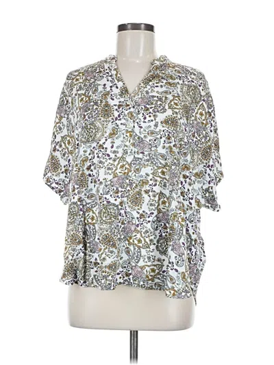 Pre-owned Jjill Short Sleeve Blouse In Silver