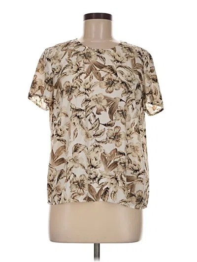 Pre-owned Jjill Short Sleeve Blouse In Tan