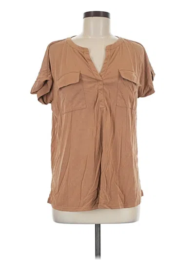 Pre-owned Jjill Short Sleeve Blouse In Tan