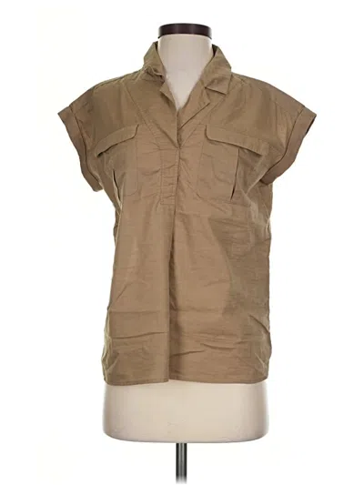 Pre-owned Jjill Short Sleeve Blouse In Tan